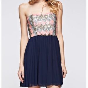 Tube Sequence Dress with Chiffon Skirt